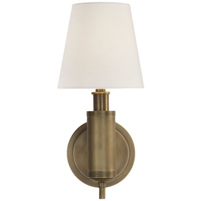 Thomas O'Brien Longacre Sconce in Hand-Rubbed Antique Brass with Linen Shade Wall Light W6