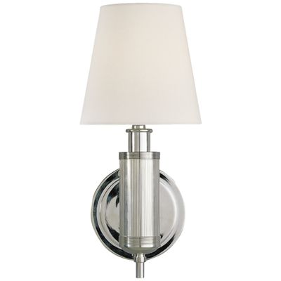 Thomas O'Brien Longacre Sconce in Polished Nickel with Linen Shade Wall Light W6