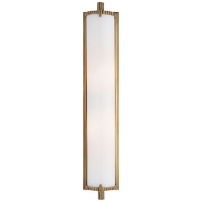 Thomas O'Brien Calliope Tall Bath Light in Hand-Rubbed Antique Brass with White Glass Wall Light W4