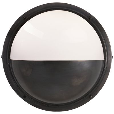 Thomas O'Brien Pelham Moon Light in Bronze with White Glass Wall Light W10