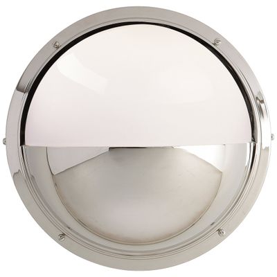 Thomas O'Brien Pelham Moon Light in Polished Nickel with White Glass Wall Light W10