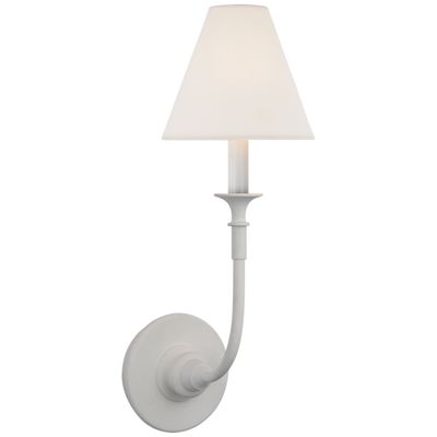Thomas O'Brien Piaf Single Sconce in Plaster White with Linen Shade Wall Light W6.5