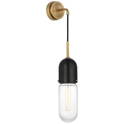 Thomas O'Brien Junio Wall Light in Bronze and Brass with Clear Glass W4.25