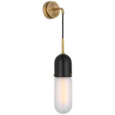 Thomas O'Brien Junio Wall Light in Bronze and Brass with Frosted Glass W4.25