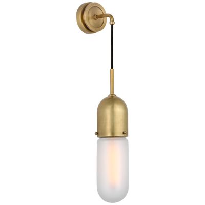 Thomas O'Brien Junio Wall Light in Hand-Rubbed Antique Brass with Frosted Glass W4.25
