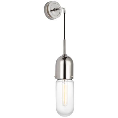 Thomas O'Brien Junio Wall Light in Polished Nickel with Clear Glass W4.25