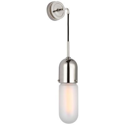 Thomas O'Brien Junio Wall Light in Polished Nickel with Frosted Glass W4.25