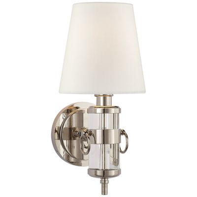 Thomas O'Brien Jonathan Sconce in Crystal with Linen Shade Wall Light W6