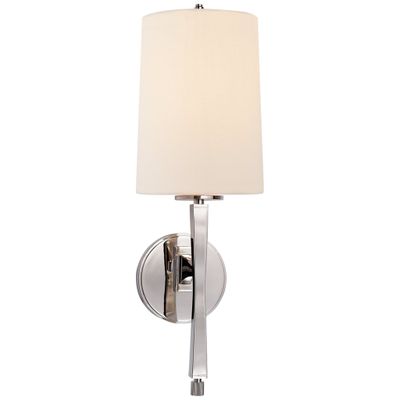 Thomas O'Brien Edie Sconce in Polished Nickel with Linen Shade Wall Light W6