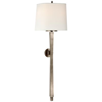Thomas O'Brien Edie Baluster Sconce in Antique Nickel with Linen Shade Wall Light W10
