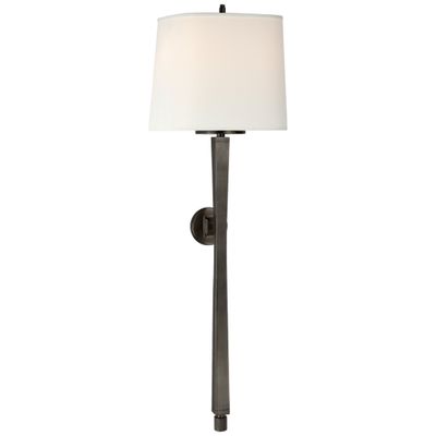 Thomas O'Brien Edie Baluster Sconce in Bronze with Linen Shade Wall Light W10