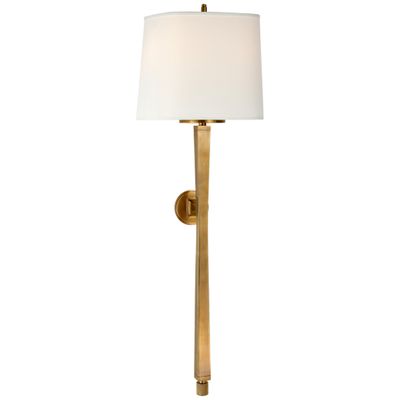 Thomas O'Brien Edie Baluster Sconce in Hand-Rubbed Antique Brass with Linen Shade Wall Light W10