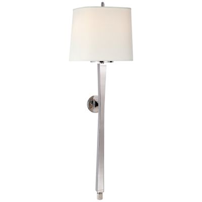 Thomas O'Brien Edie Baluster Sconce in Polished Nickel with Linen Shade Wall Light W10