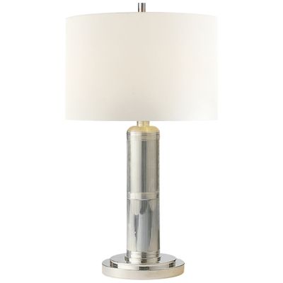 Thomas O'Brien Longacre Small Table Lamp in Polished Nickel with Linen Shade W9