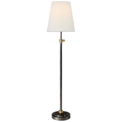 Thomas O'Brien Bryant Table Lamp in Bronze and Hand-Rubbed Antique Brass with Linen Shade W6