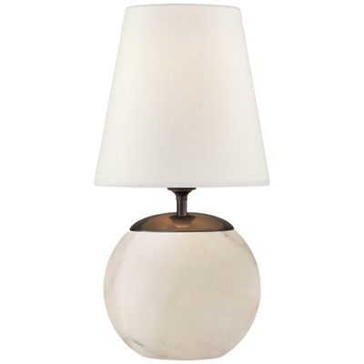 Thomas O'Brien Terri Round Accent Lamp in Alabaster with Linen Shade Table Lamp W6