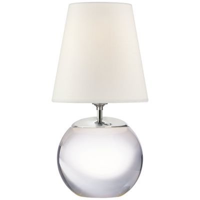 Thomas O'Brien Terri Round Accent Lamp in Crystal with Linen Shade Table Lamp W6