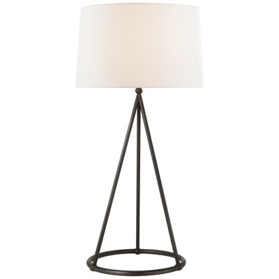 Thomas O'Brien Nina Tapered Table Lamp in Aged Iron with Linen Shade W15