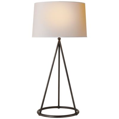Thomas O'Brien Nina Tapered Table Lamp in Aged Iron with Natural Paper Shade W15
