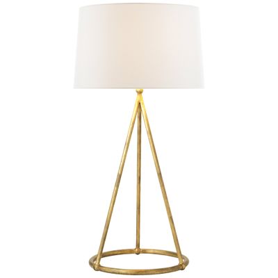 Thomas O'Brien Nina Tapered Table Lamp in Gilded Iron with Linen Shade W15