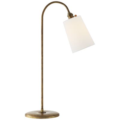 Thomas O'Brien Mia Table Lamp in Gilded Iron with Linen Shade W18.25