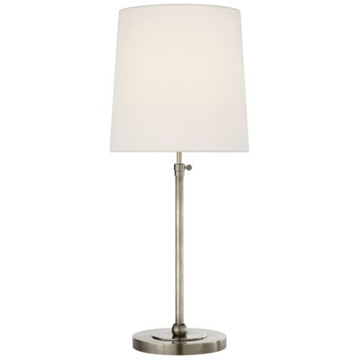 Thomas O'Brien Bryant Large Table Lamp in Antique Nickel with Linen Shade W12