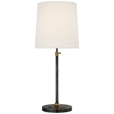 Thomas O'Brien Bryant Large Table Lamp in Bronze and Hand-Rubbed Antique Brass with Linen Shade W12