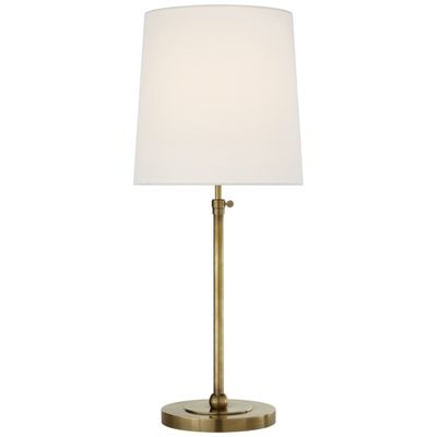 Thomas O'Brien Bryant Large Table Lamp in Hand-Rubbed Antique Brass with Linen Shade W12