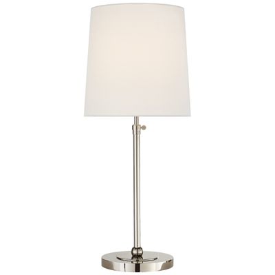 Thomas O'Brien Bryant Large Table Lamp in Polished Nickel with Linen Shade W12