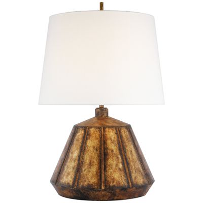 Thomas O'Brien Frey Medium Table Lamp in Antique Gild with Linen Shade W18