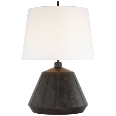 Thomas O'Brien Frey Medium Table Lamp in Garden Bronze with Linen Shade W18