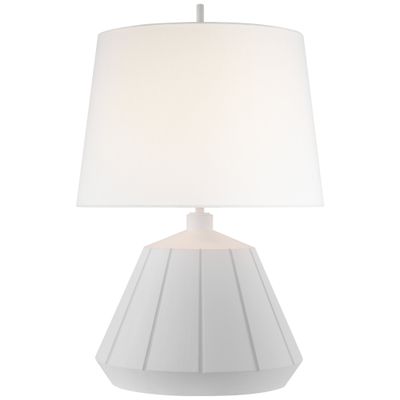 Thomas O'Brien Frey Medium Table Lamp in Plaster White with Linen Shade W18