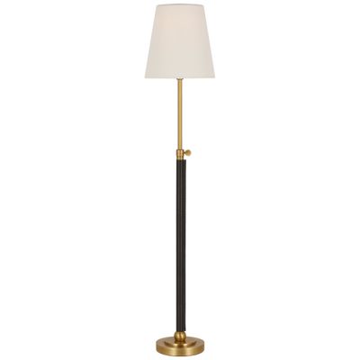 Thomas O'Brien Bryant Wrapped Table Lamp in Hand-Rubbed Antique Brass and Chocolate Leather with Linen Shade W6