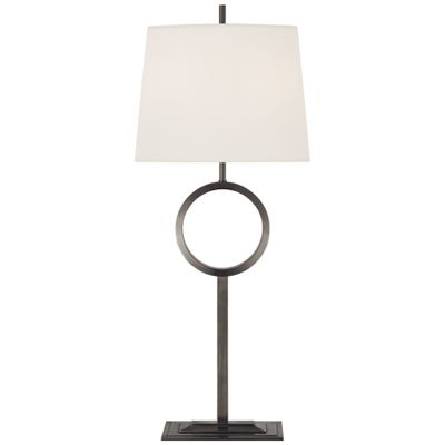 Thomas O'Brien Simone Medium Buffet Lamp in Bronze with Linen Shade Table Lamp W12.75