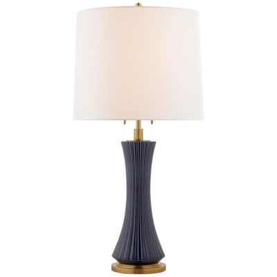 Thomas O'Brien Elena Large Table Lamp in Denim with Linen Shade W16