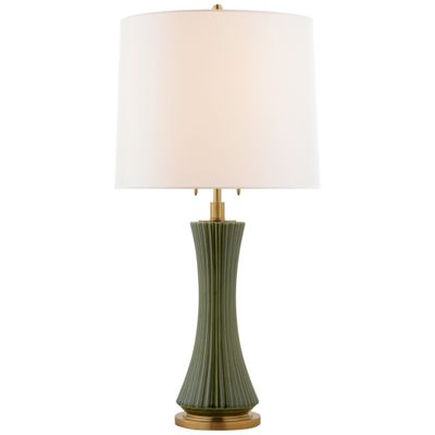 Thomas O'Brien Elena Large Table Lamp in Emerald Green with Linen Shade W16