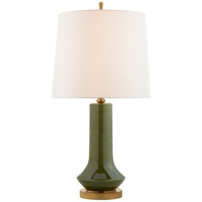 Thomas O'Brien Luisa Large Table Lamp in Emerald Green with Linen Shade W16