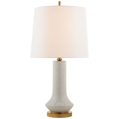 Thomas O'Brien Luisa Large Table Lamp in White Crackle with Linen Shade W16