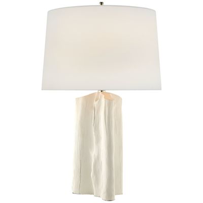 Thomas O'Brien Sierra Buffet Lamp in Plaster White with Linen Shade Table Lamp W17.5