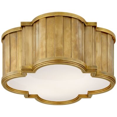 CLARK, Ceiling lamp Flush Mount in Hand-Rubbed Antique Brass with White  Glass By Visual Comfort Europe