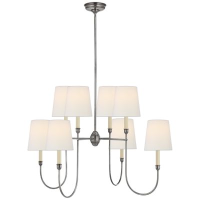 Visual Comfort Reed Large Chandelier in Hand Rubbed Brass with Natural  Paper Shade - extra long chain - Bespoke Design Ltd