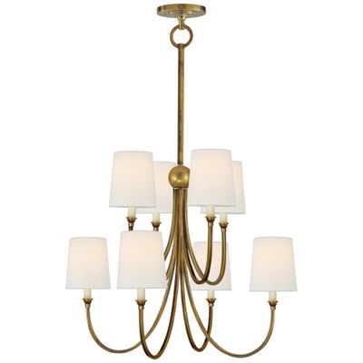 Thomas O'Brien Osiris Large Reflector Chandelier in Bronze and Hand-Ru