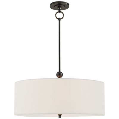 Thomas O'Brien Reed Hanging Shade in Bronze with Linen Shade Ceiling Light W22