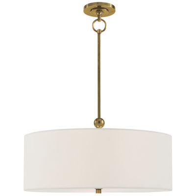 Thomas O'Brien Reed Hanging Shade in Hand-Rubbed Antique Brass with Linen Shade Ceiling Light W22