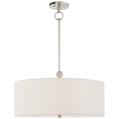 Thomas O'Brien Reed Hanging Shade in Polished Nickel with Linen Shade Ceiling Light W22