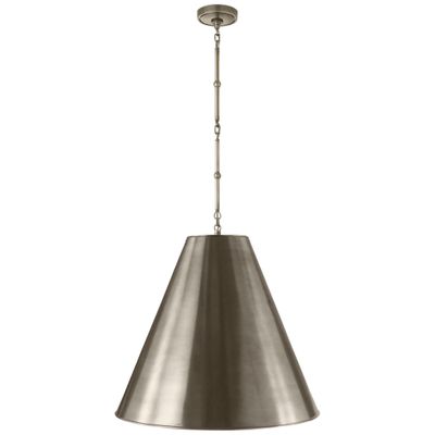 Thomas O'Brien Goodman Large Hanging Lamp in Antique Nickel with Antique Nickel Shade Ceiling Light W24