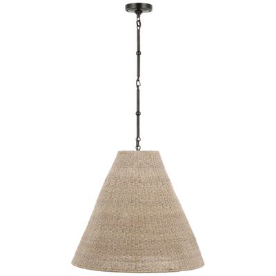 Thomas O'Brien Goodman Large Hanging Lamp in Bronze with Ash Shade Ceiling Light W24
