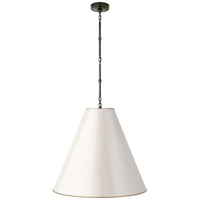 Visual Comfort Signature Piatto Large Pendant In Hand-Rubbed Antique Brass  With Plaster White Shade By Thomas O'Brien - ShopStyle