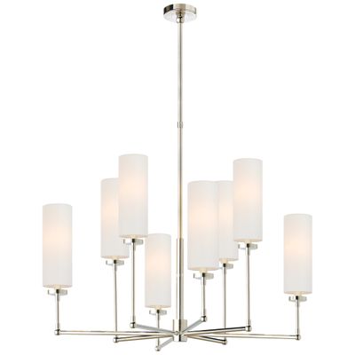 Thomas O'Brien Ziyi Large Chandelier in Polished Nickel with Natural P