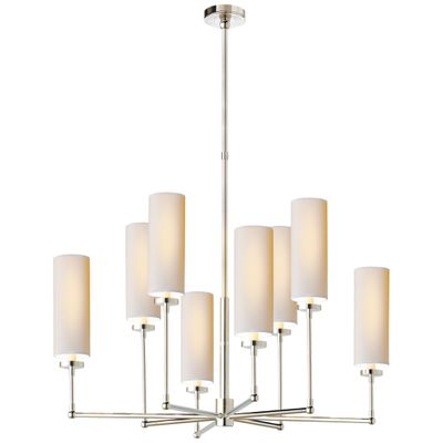 Thomas O\'Brien Ziyi Large Chandelier in Polished Nickel with Natural P